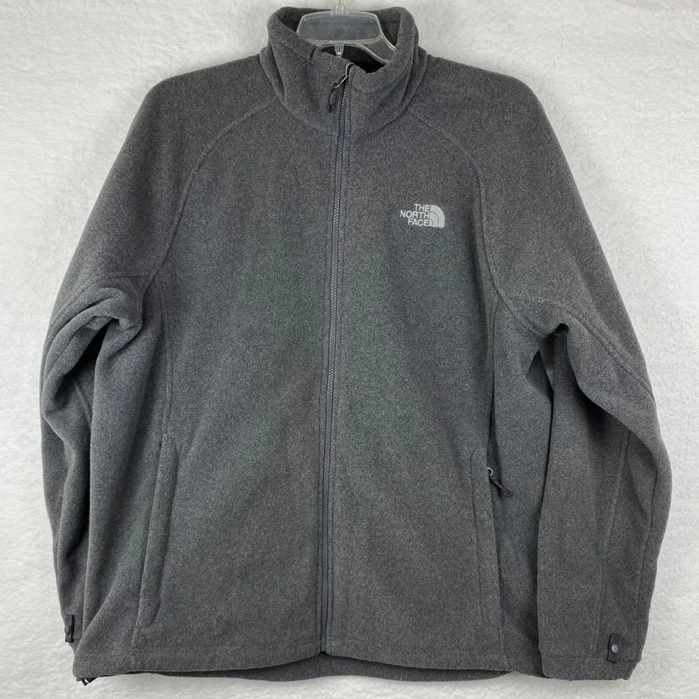 The North Face Mens XL Full Zip Fleece Jacket Charcoal Gray Heather DA 012945